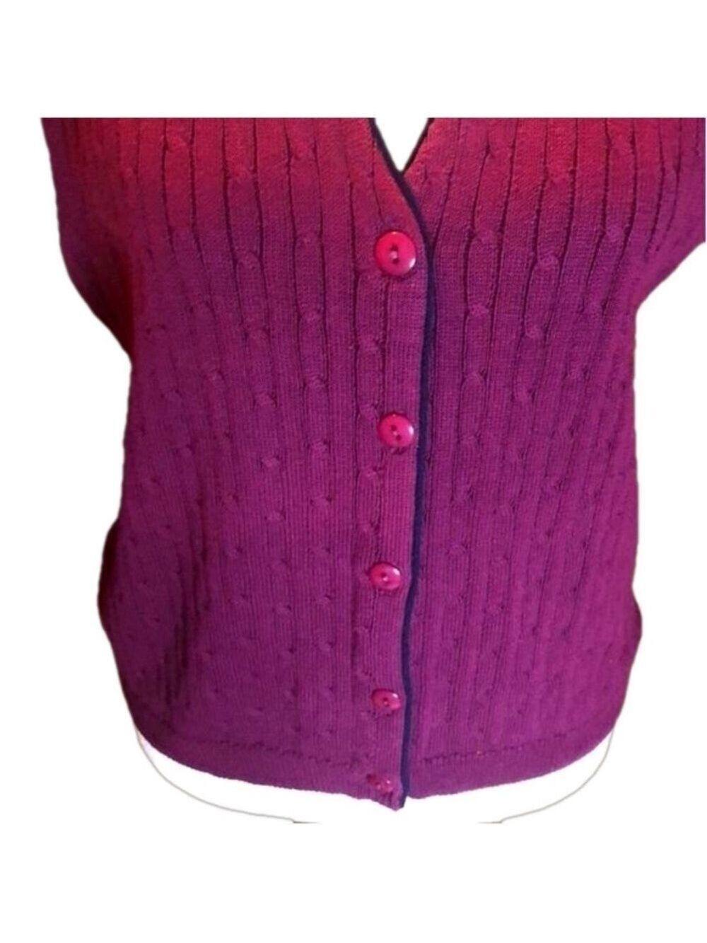 EASTBROOK Clothing Company Maroon w/ Black Trim Button Down Sweater Vest, Size M - Picture 6 of 8